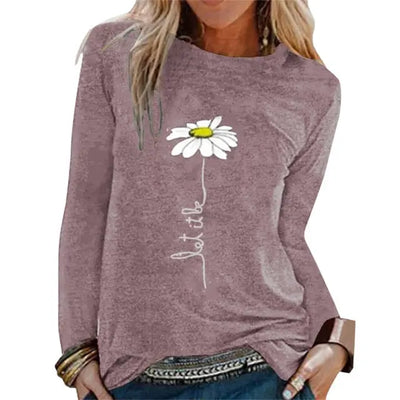 Women T Shirt Daisy Flower Print